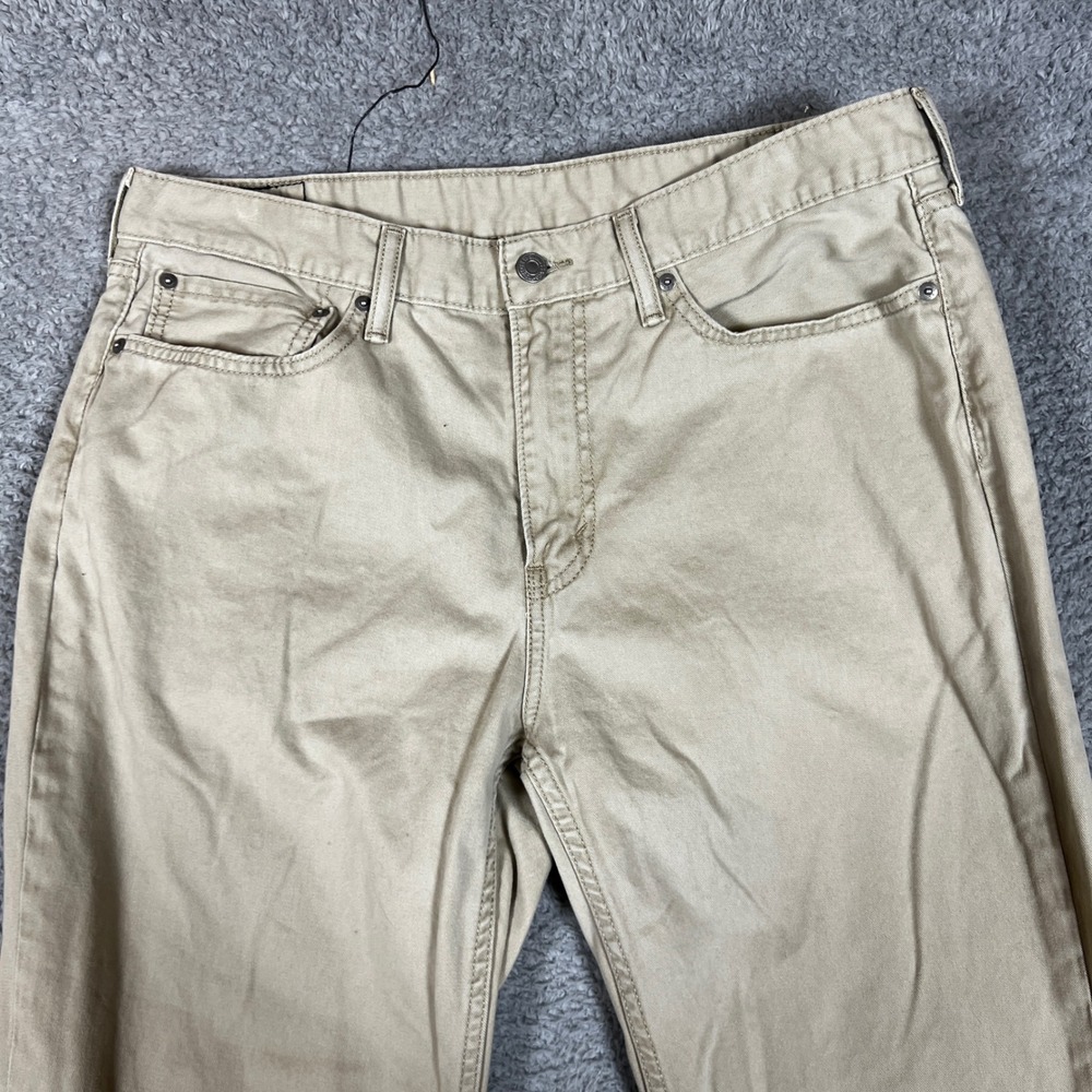 Levis 514 Jeans Mens 36x30 Straight Fit Tan Casual Khaki Office Formal - Picture 2 of 9